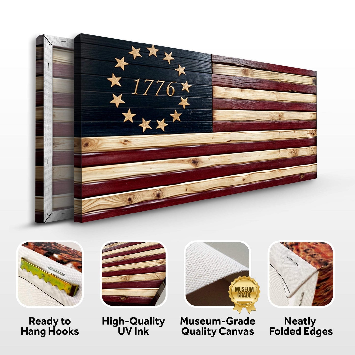 1776 American Flag Wall Art - Tailored Canvases - Flyclothing LLC