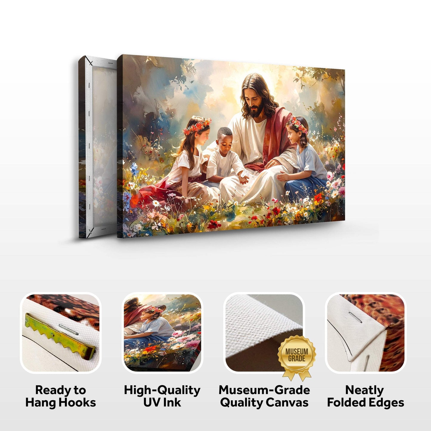 Jesus With Children Faith Wall Art IX - Tailored Canvases - Flyclothing LLC