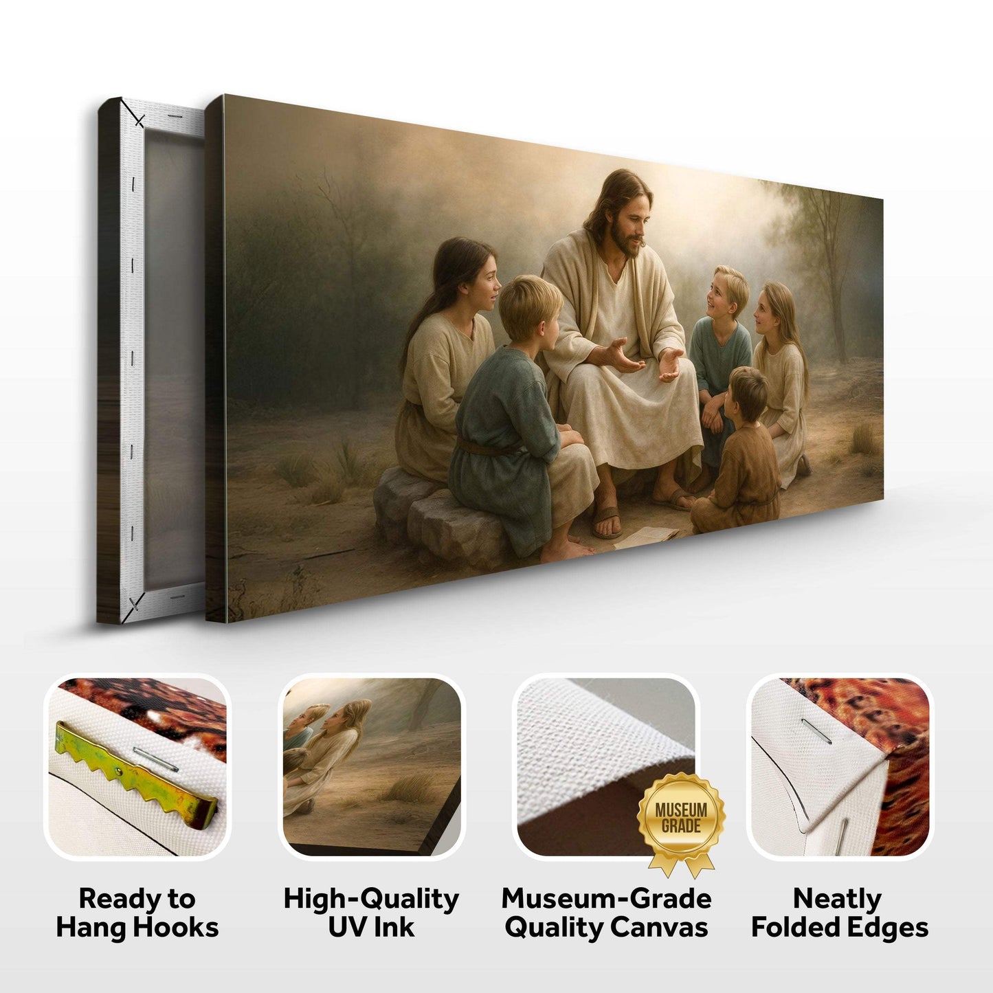 Jesus with Children Faith Wall Art III - Tailored Canvases - Flyclothing LLC