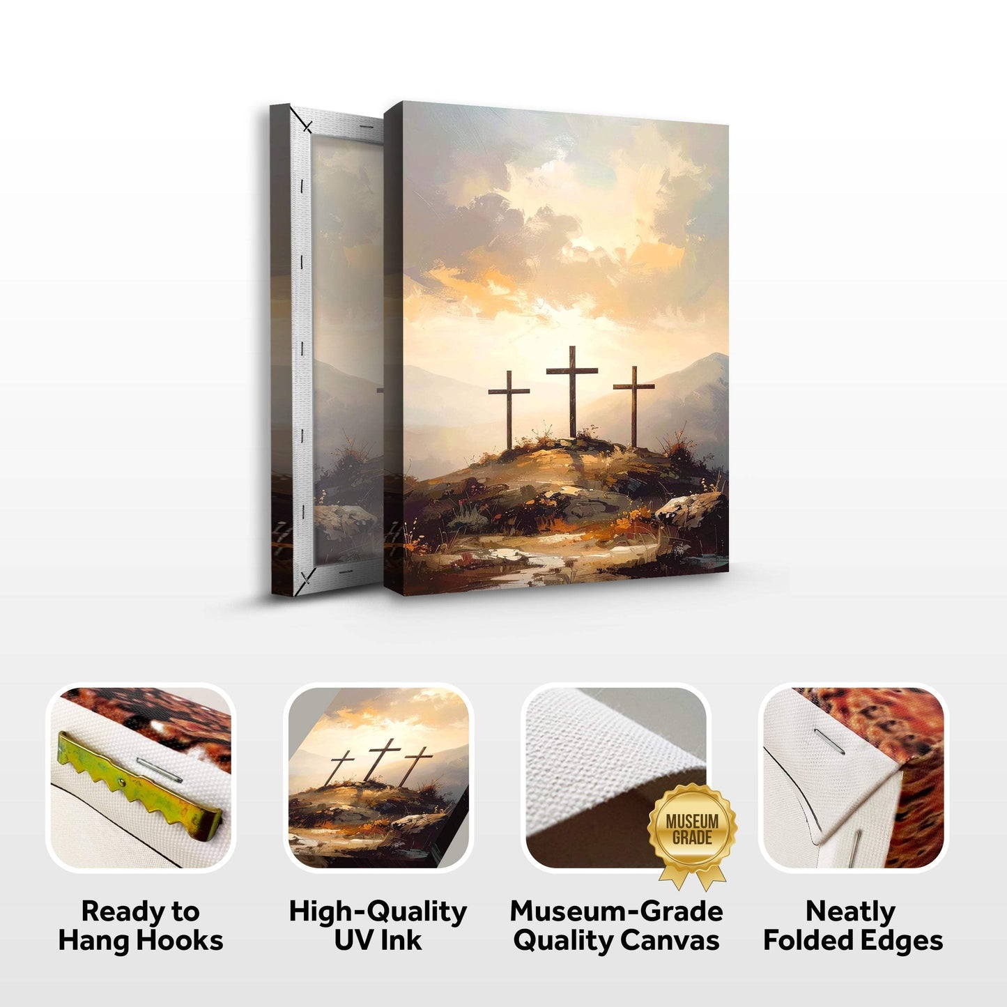 Three Crosses on Calvary Faith Wall Art - Tailored Canvases - Flyclothing LLC