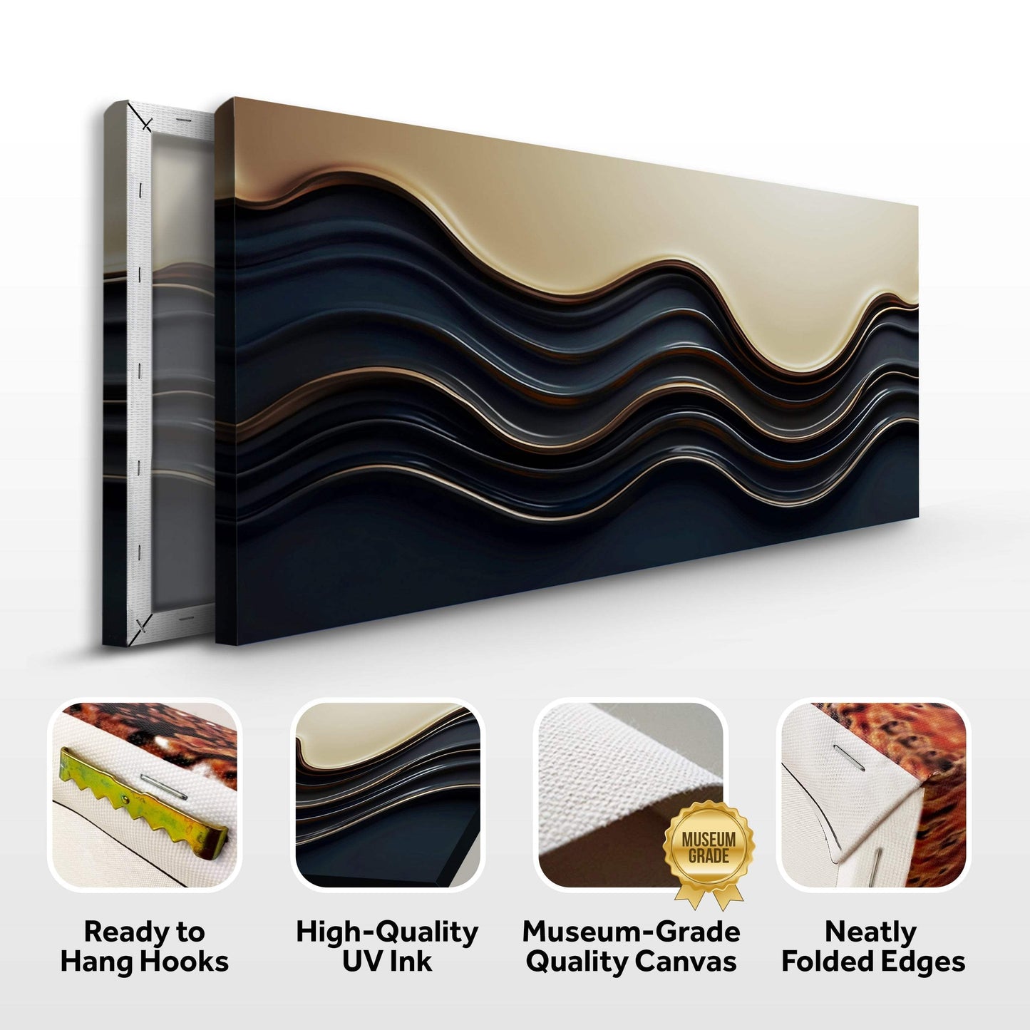 Black and Gold Minimalist Abstract Wall Art III - Tailored Canvases - Flyclothing LLC