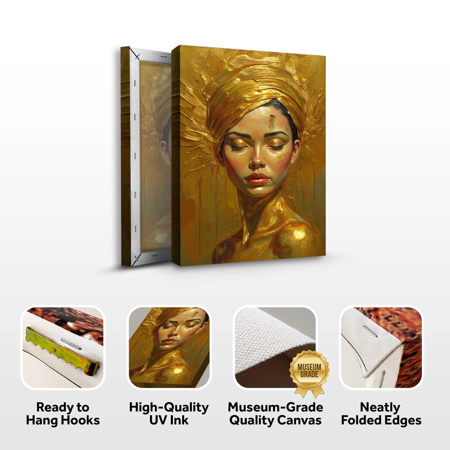 Woman's Golden Serenity Wall Art - Tailored Canvases - Flyclothing LLC