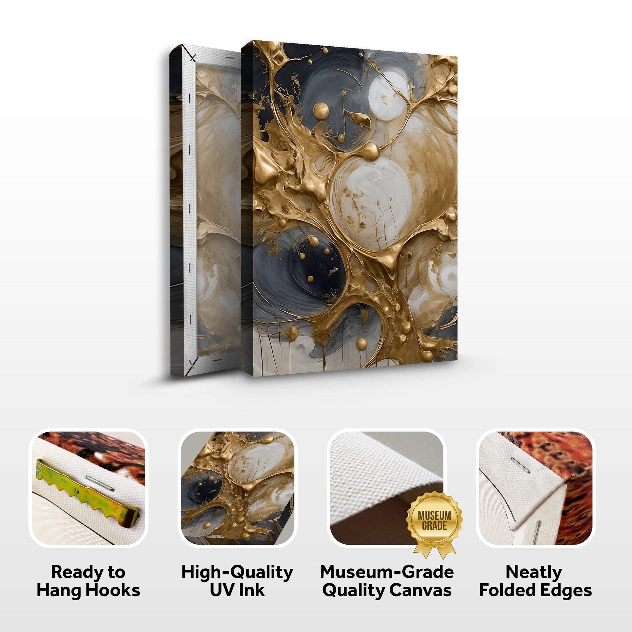 Black and Gold Splash Wall Art - Tailored Canvases - Flyclothing LLC