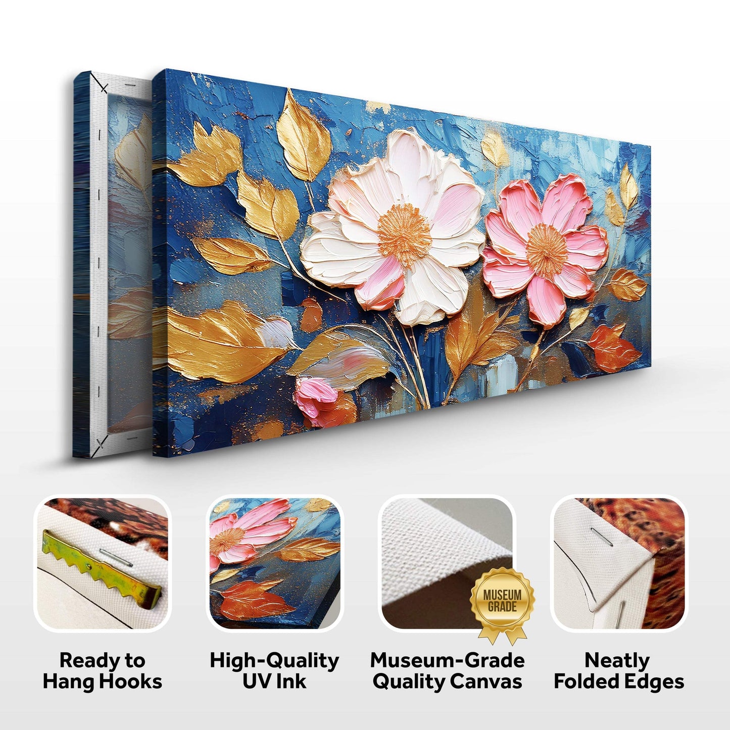 Golden Petals Impasto Wall Art - Tailored Canvases - Flyclothing LLC