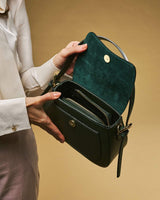 Ottavia (green) - Italian calf leather women's crossbody bag (with shoulder strap)