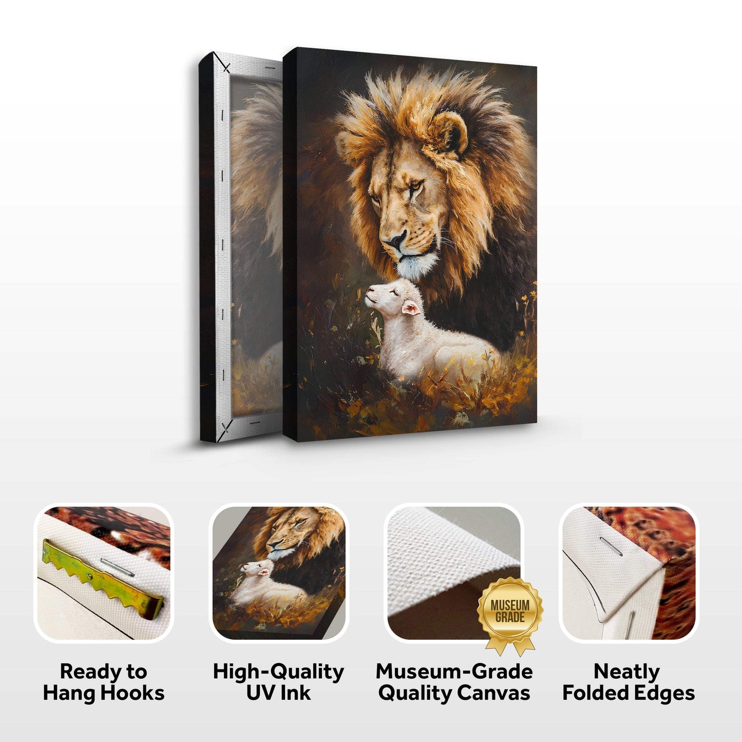 Lion And Sheep Faith Wall Art - Tailored Canvases - Flyclothing LLC