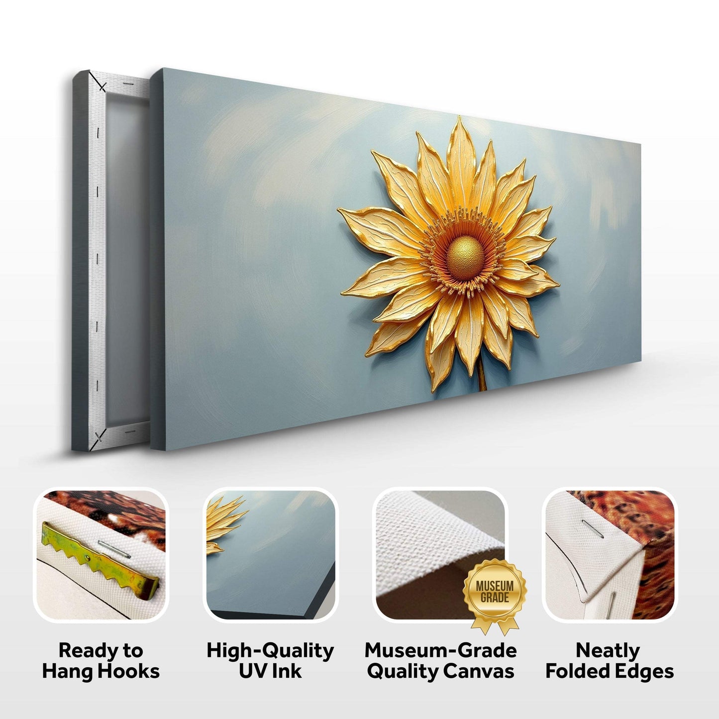 Golden Dandelion Minimalist Abstract Wall Art II - Tailored Canvases - Flyclothing LLC