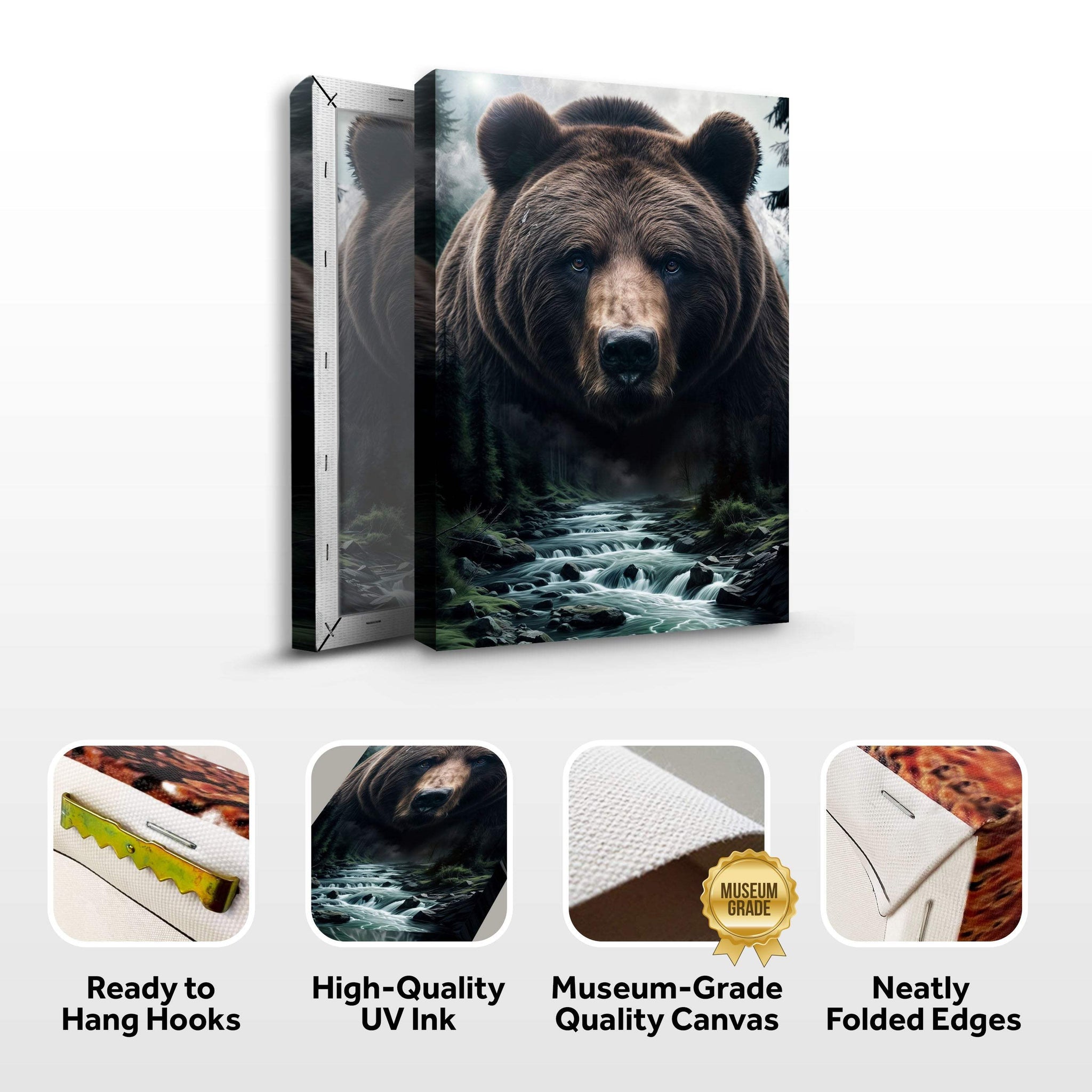 Grizzly Bear Double Exposure Wall Art - Tailored Canvases - Flyclothing LLC