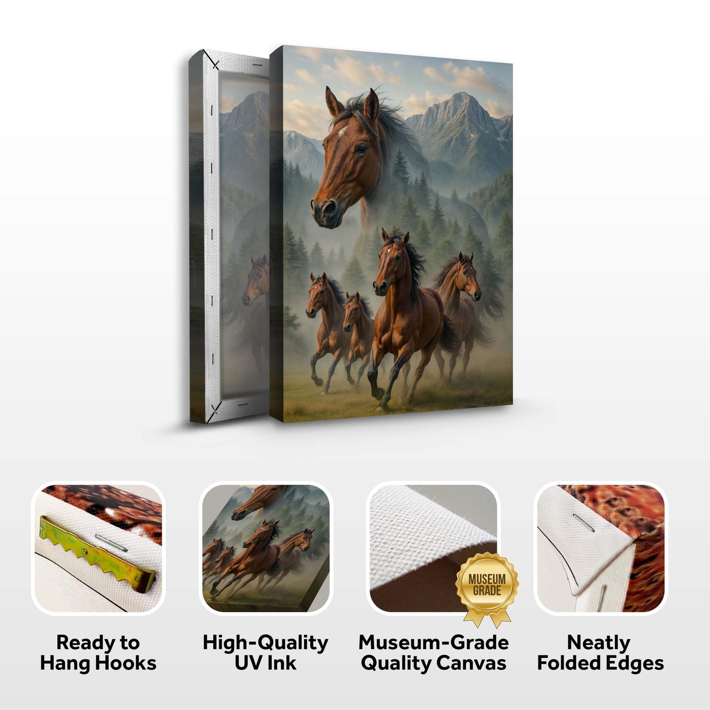 Galloping Horse Double Exposure Wall Art - Tailored Canvases - Flyclothing LLC