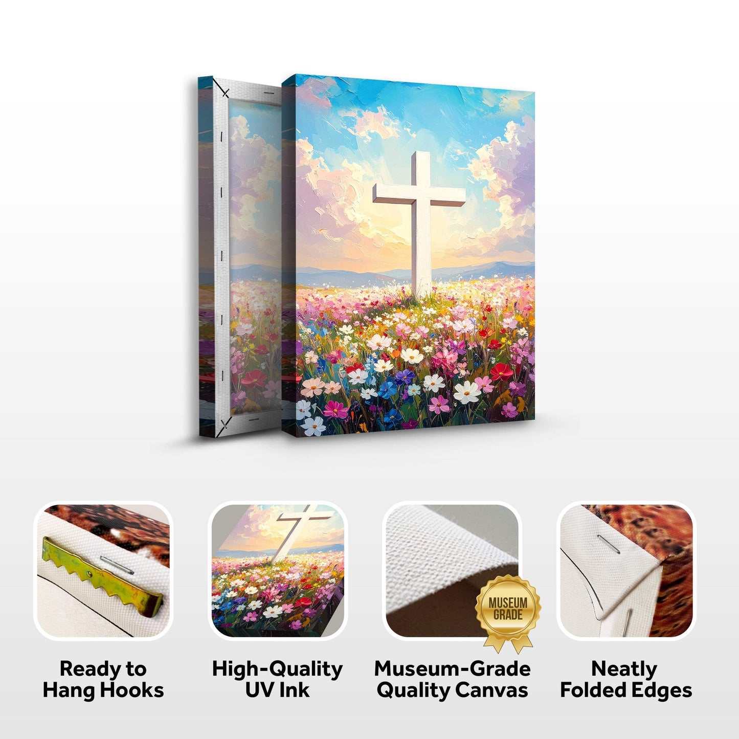Cross Floral Field Faith Wall Art - Tailored Canvases - Flyclothing LLC