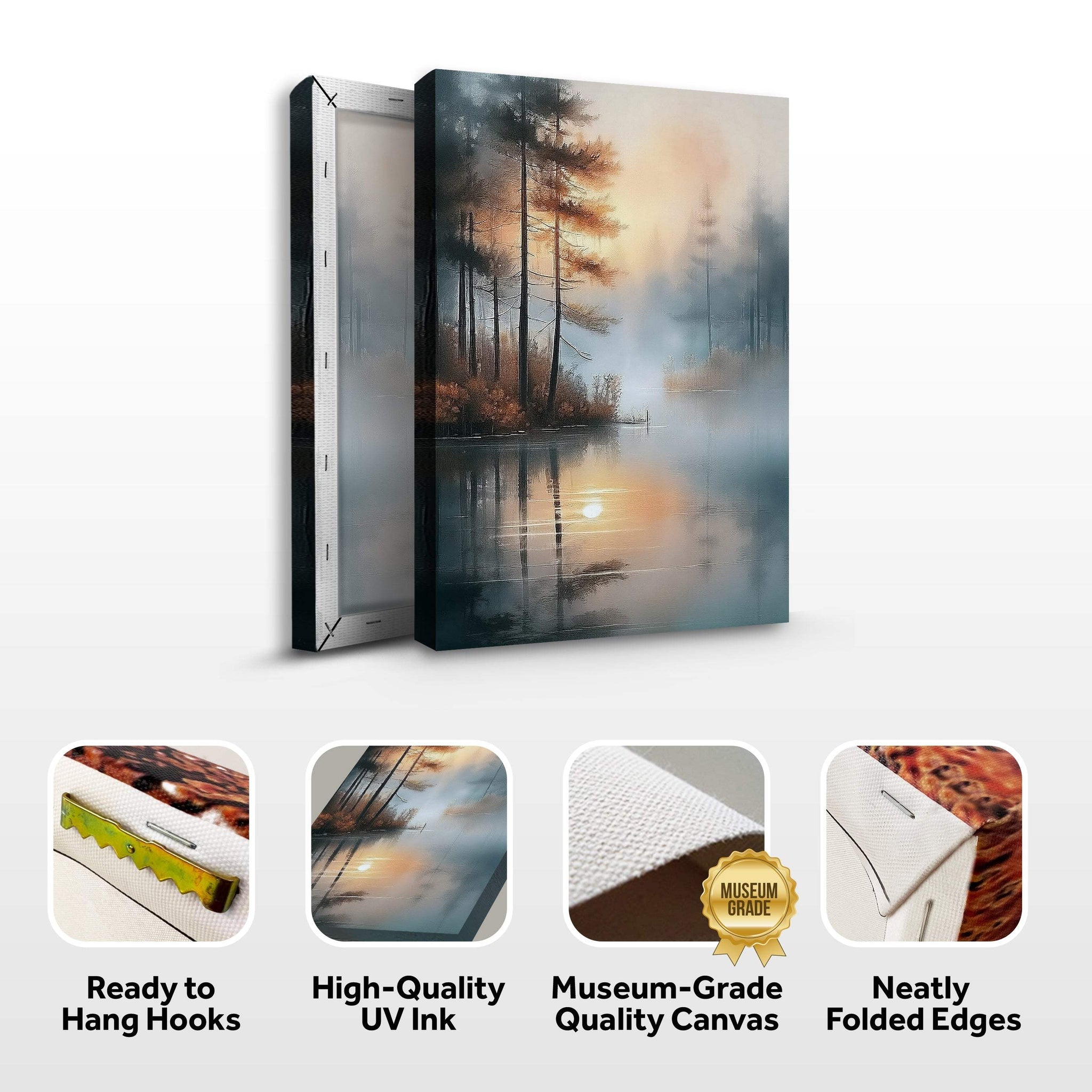 Misty Lake Wall Art - Tailored Canvases - Flyclothing LLC