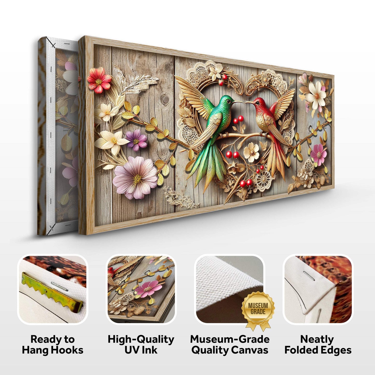 3D Hummingbirds Wall Art VII - Tailored Canvases - Flyclothing LLC