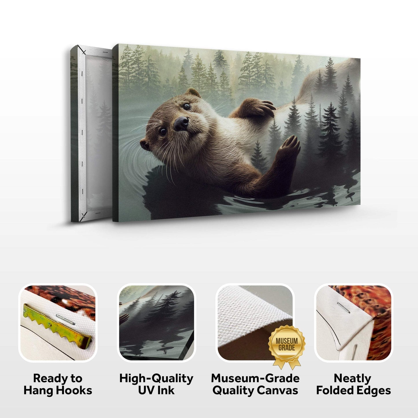 Otter Double Exposure Wall Art - Tailored Canvases - Flyclothing LLC