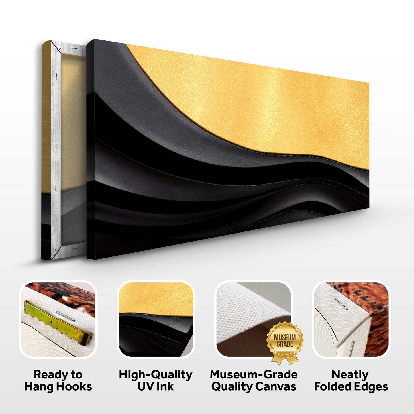 Black And Gold Minimalist Abstract VIII - Tailored Canvases - Flyclothing LLC