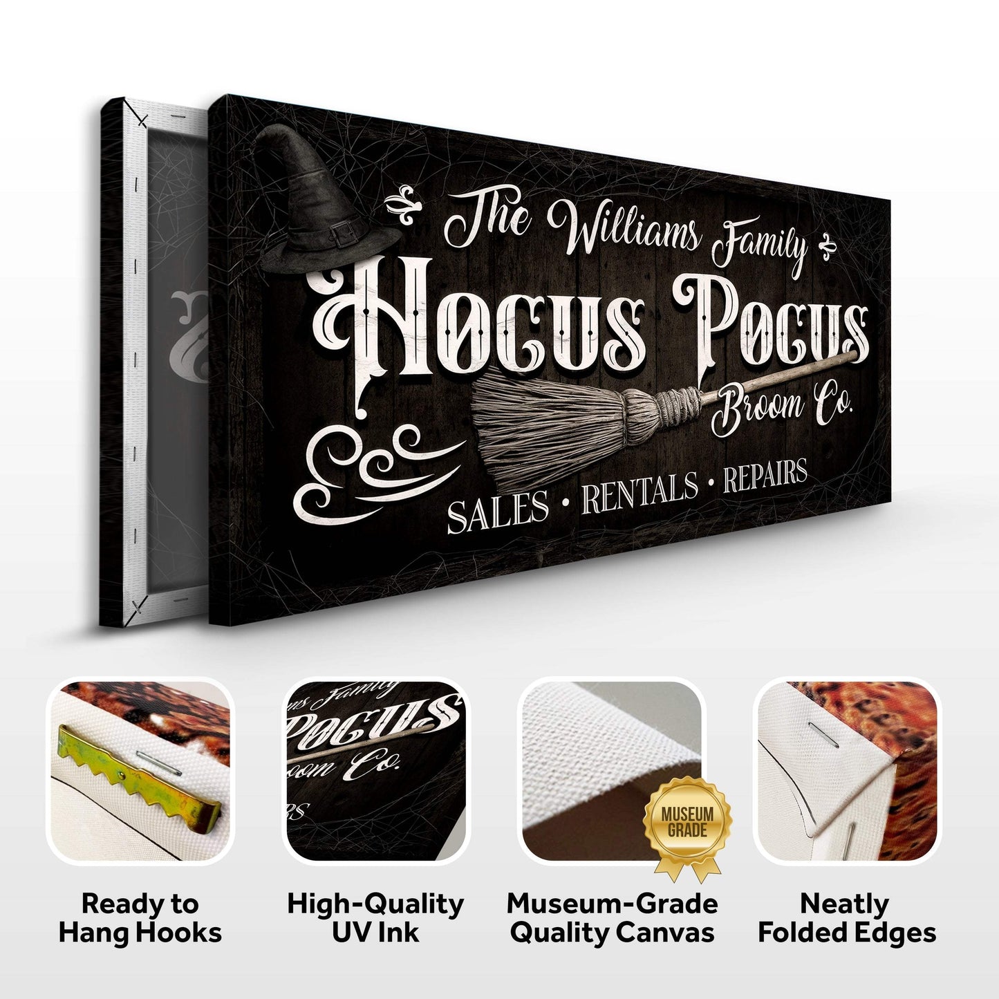 Personalized Hocus Pocus Broom Co. Wall Sign - Tailored Canvases - Flyclothing LLC