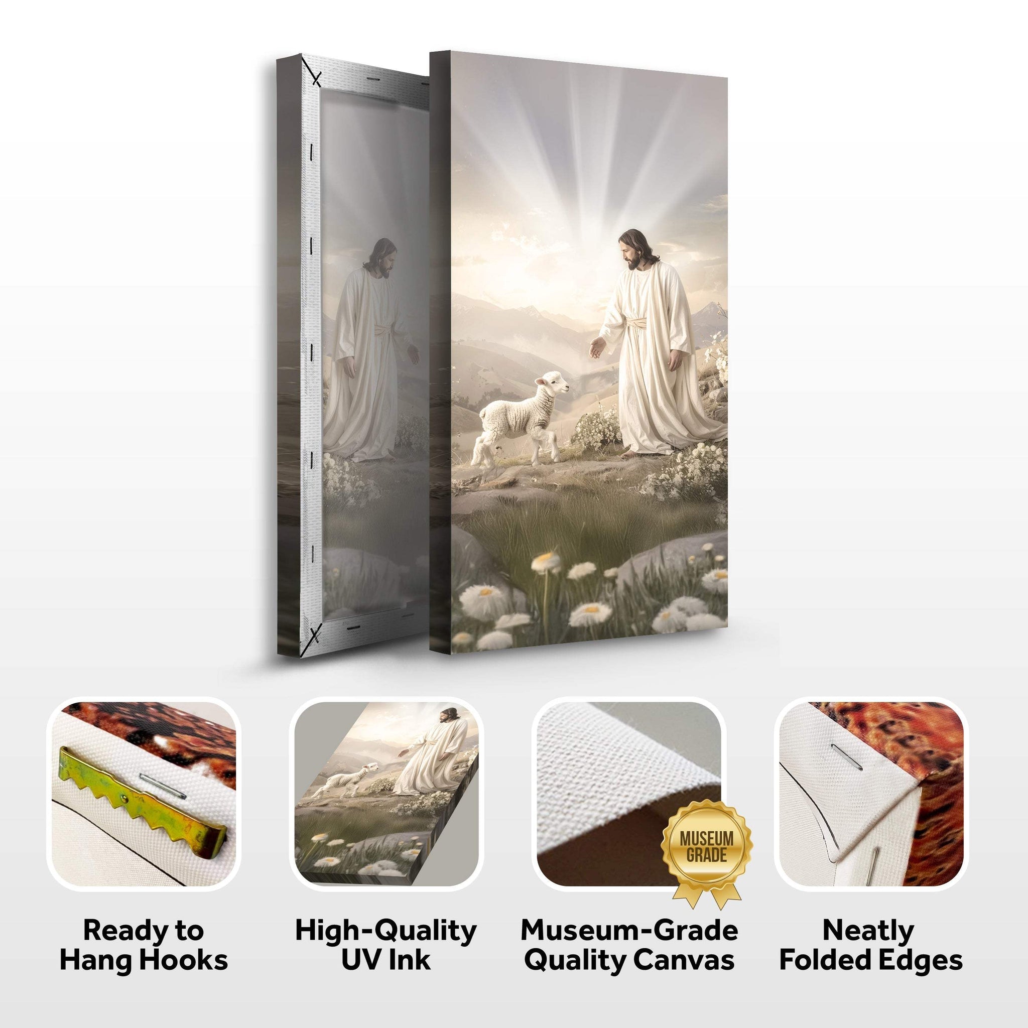 Jesus Protects The Lamb From Wolves Faith Wall Art XII - Tailored Canvases - Flyclothing LLC