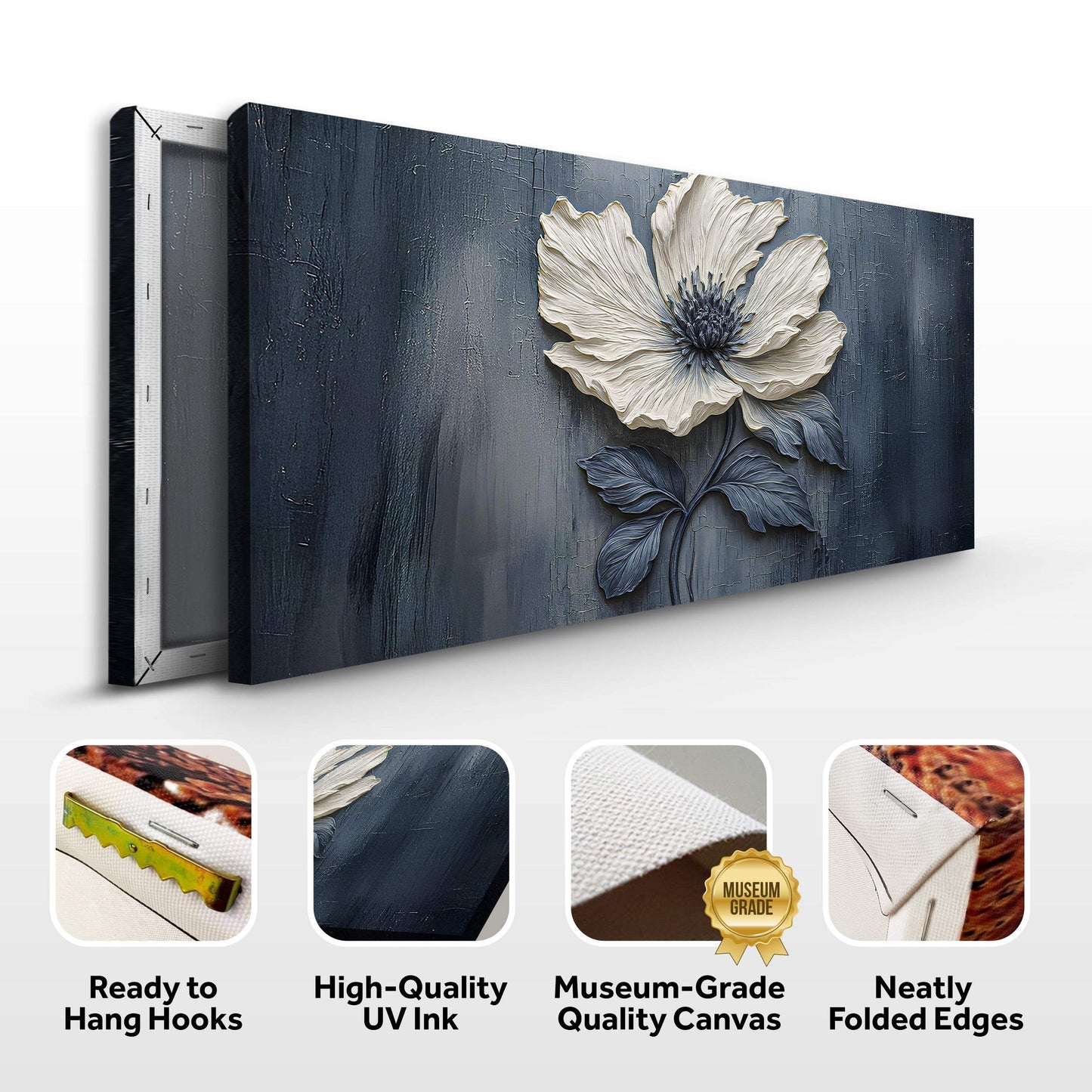 Floral Clay Relief Wall Art - Tailored Canvases - Flyclothing LLC