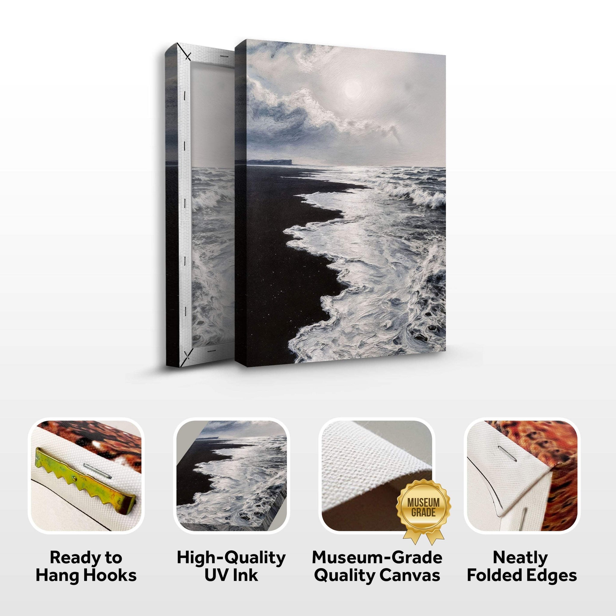 Black & White Waves Abstract Wall Art - Tailored Canvases - Flyclothing LLC