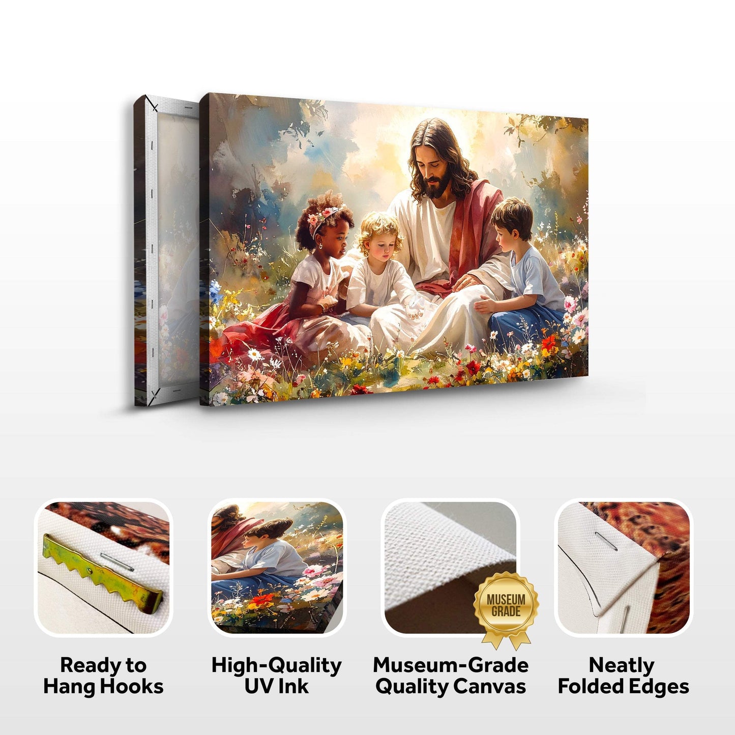Jesus With Children Faith Wall Art VIII - Tailored Canvases - Flyclothing LLC