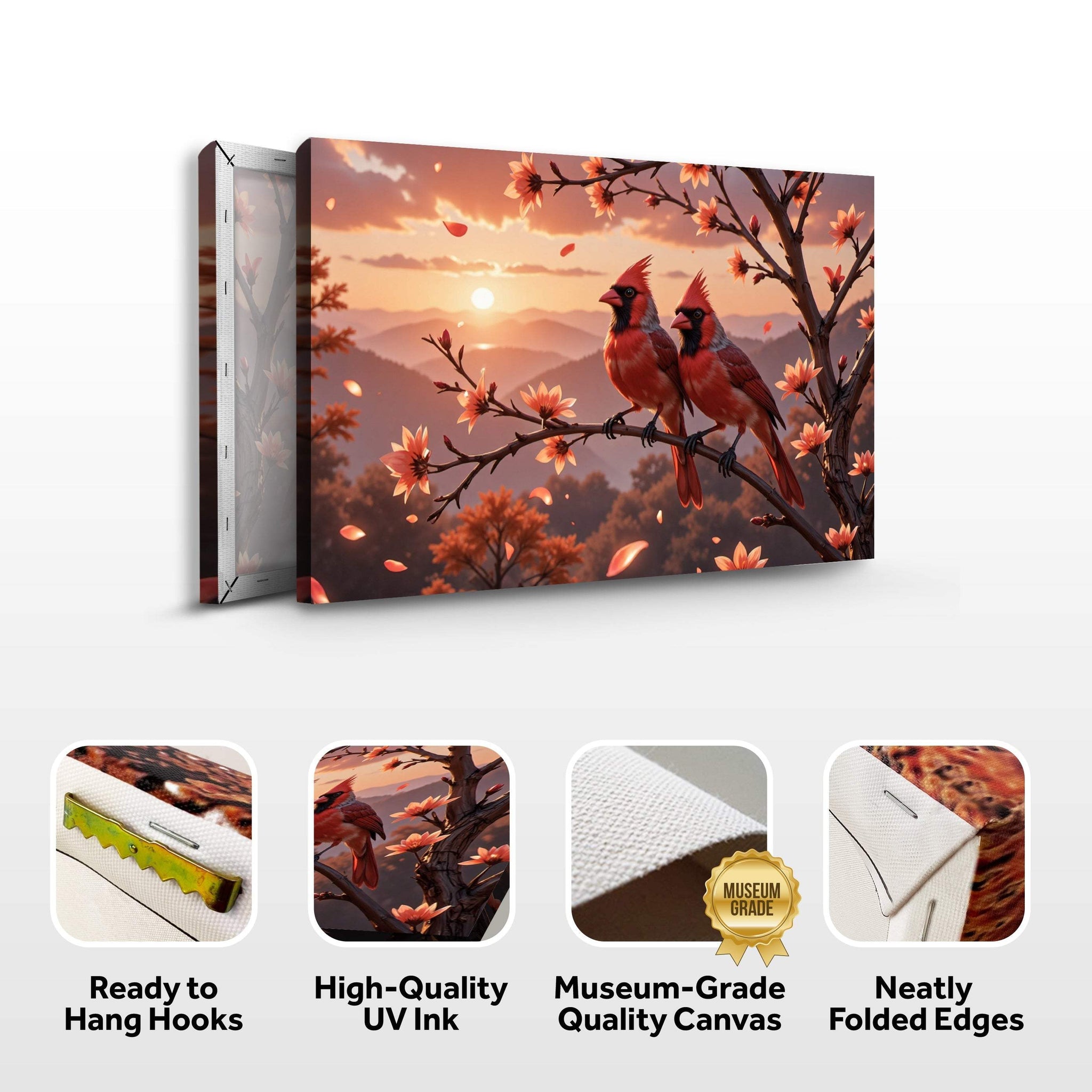 3D Cardinals Wall Art III - Tailored Canvases - Flyclothing LLC