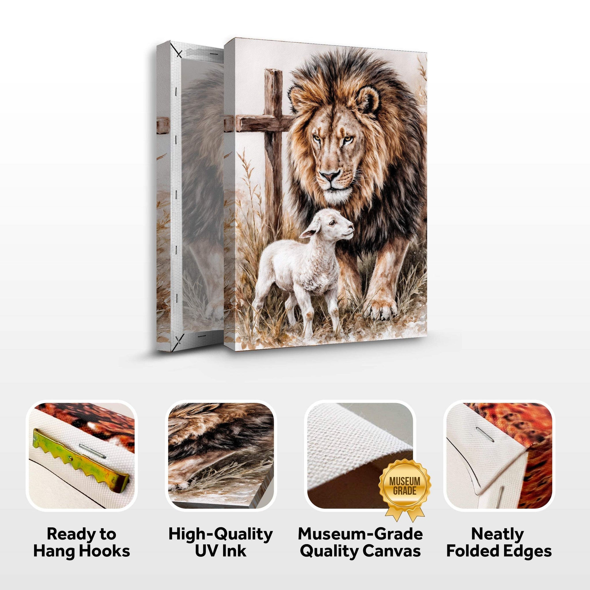 Lion And Sheep Faith Wall Art II - Tailored Canvases - Flyclothing LLC