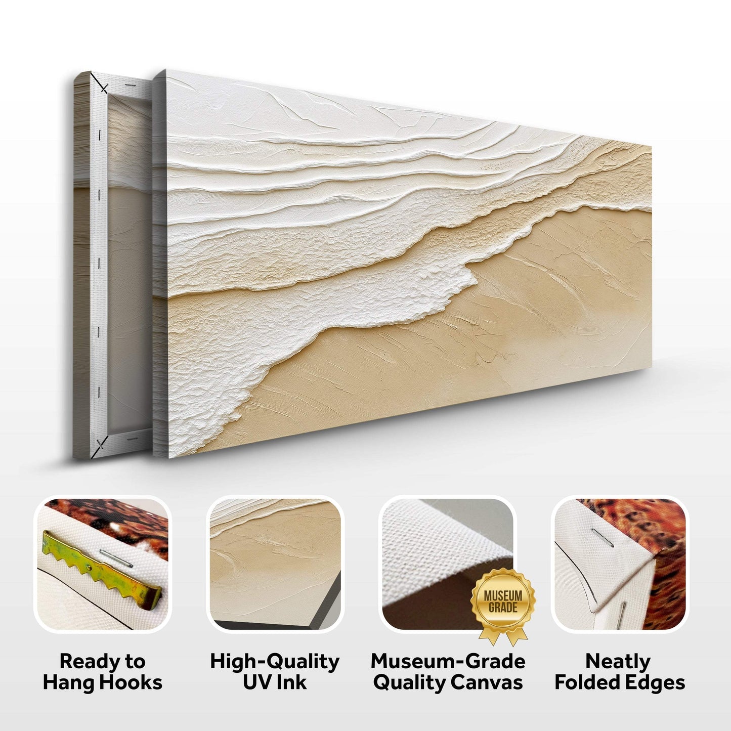 Neutral Ocean Waves Wall Art - Tailored Canvases - Flyclothing LLC