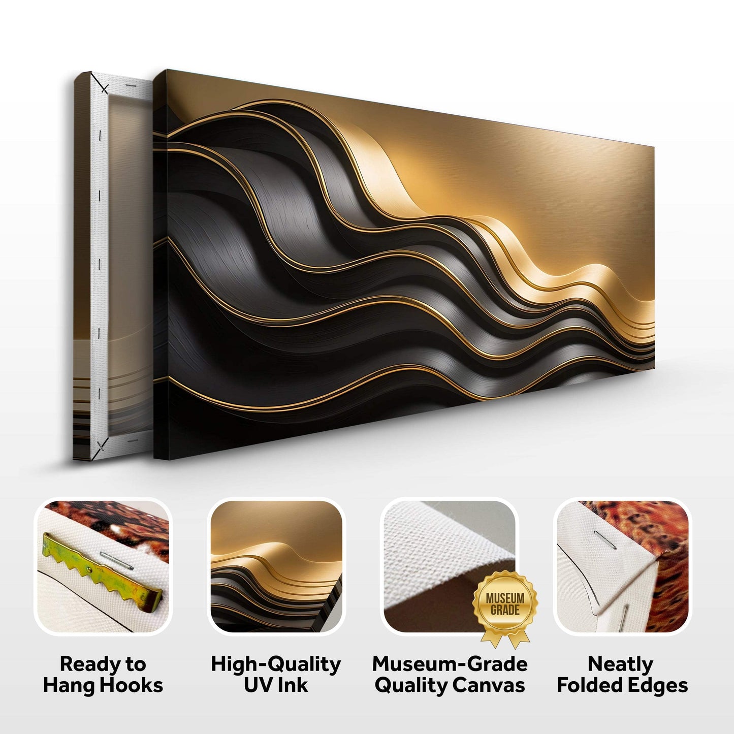 Black and Gold Minimalist Abstract Wall Art IV - Tailored Canvases - Flyclothing LLC