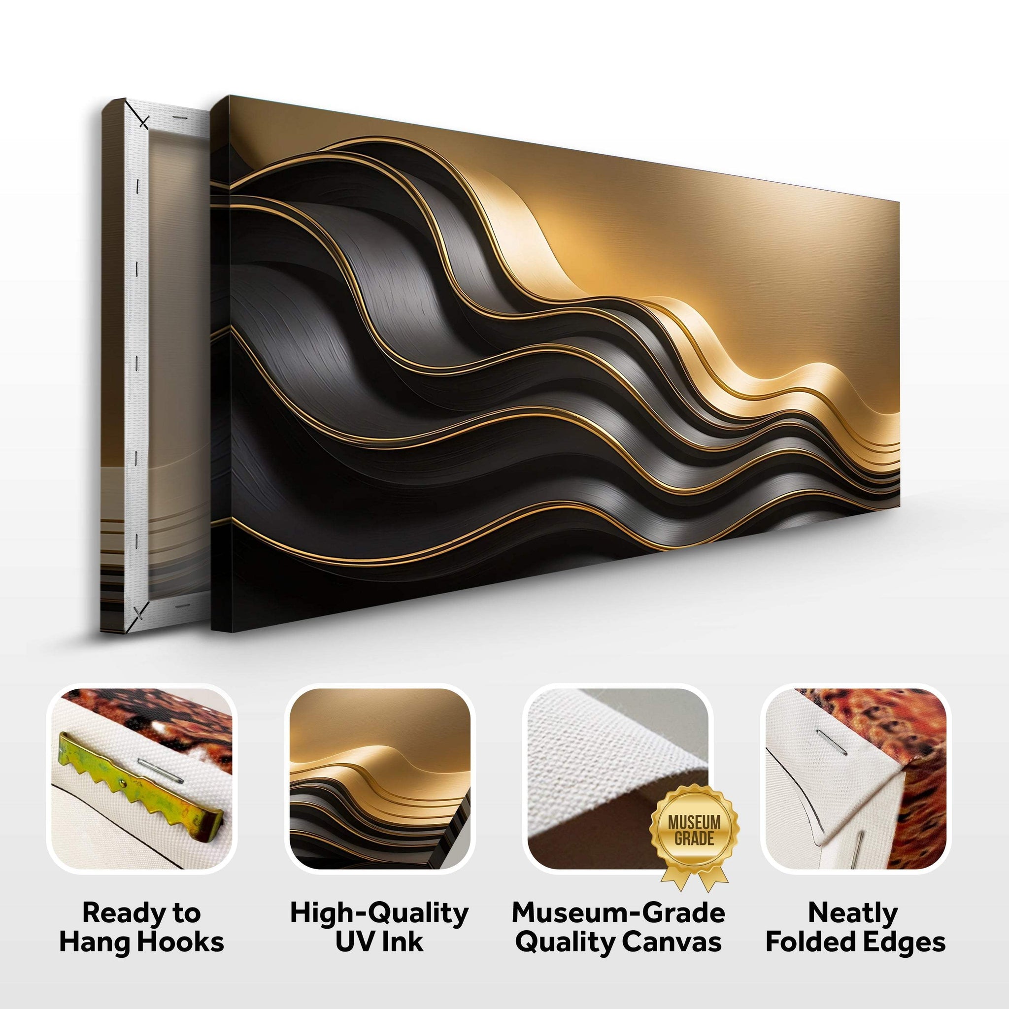 Black and Gold Minimalist Abstract Wall Art IV - Tailored Canvases - Flyclothing LLC