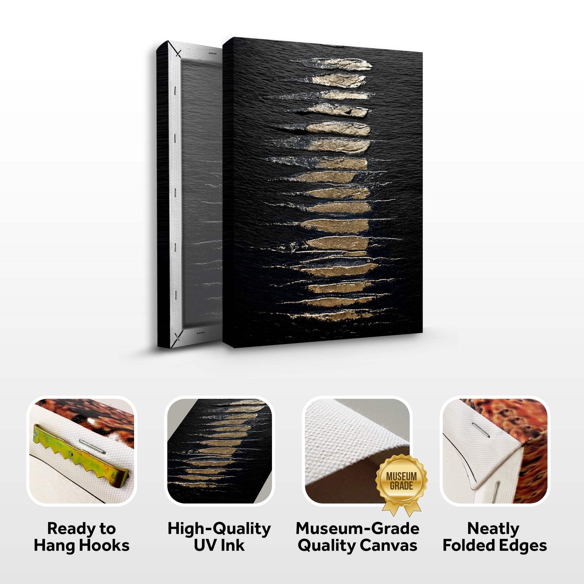 Black And Gold Abstract Minimalist Wall Art - Tailored Canvases - Flyclothing LLC
