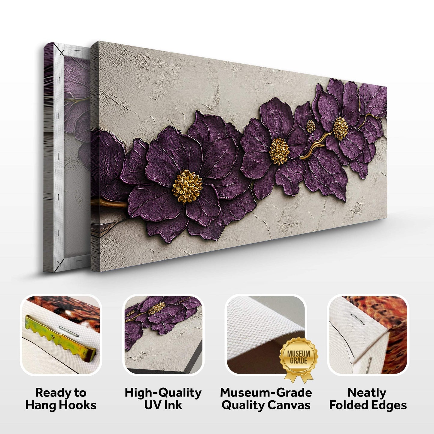 Purple Flower Plaster Wall Art - Tailored Canvases - Flyclothing LLC
