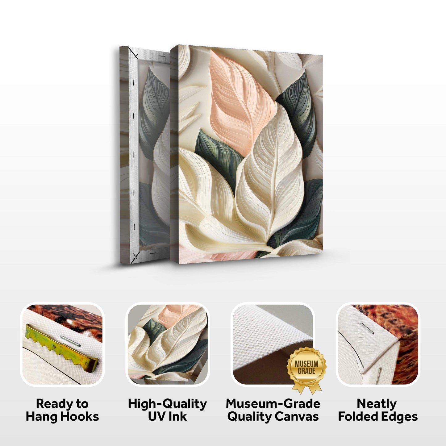 Elegant 3D Pastel Leaf Wall Art - Tailored Canvases - Flyclothing LLC