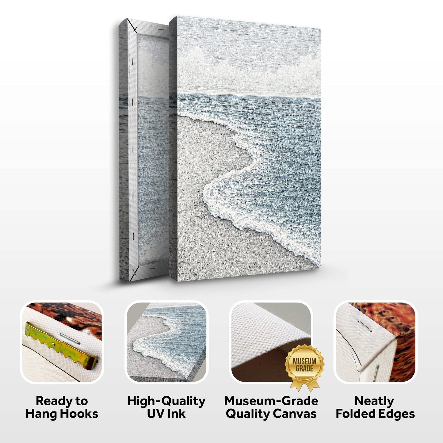 White Waves Abstract Wall Art - Tailored Canvases - Flyclothing LLC