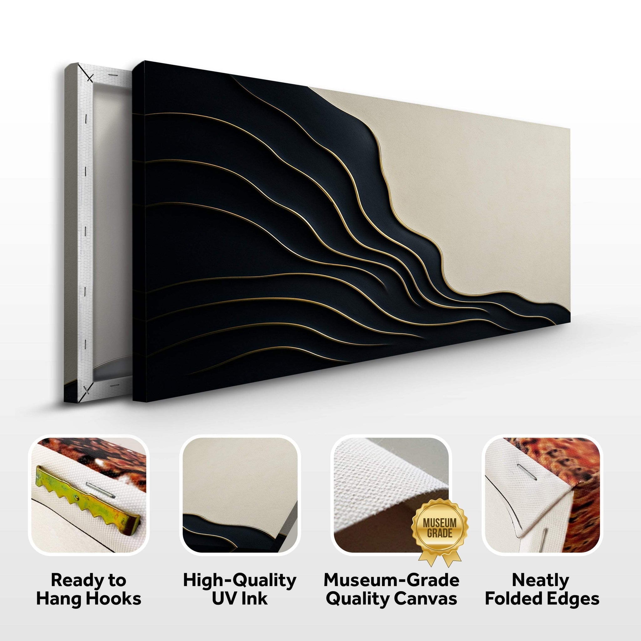 Black and Gold Minimalist Abstract Wall Art - Tailored Canvases - Flyclothing LLC