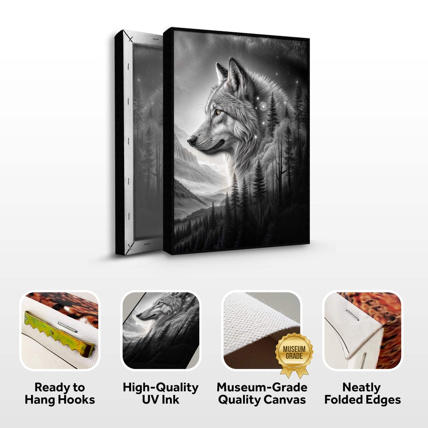 Wolf Double Exposure Wall Art II - Tailored Canvases - Flyclothing LLC