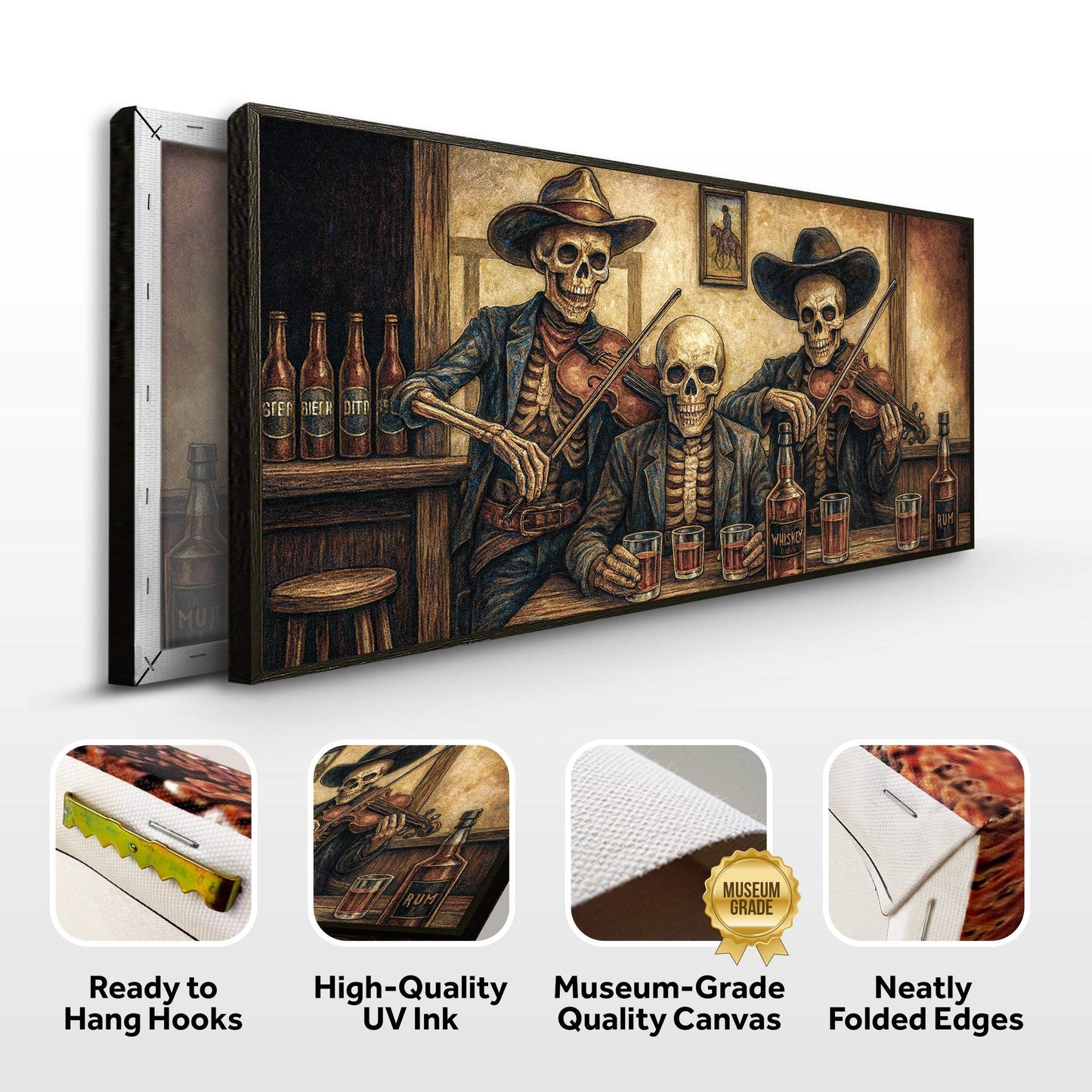 Cowboy Skeletons Western Bar Wall Art - Tailored Canvases - Flyclothing LLC