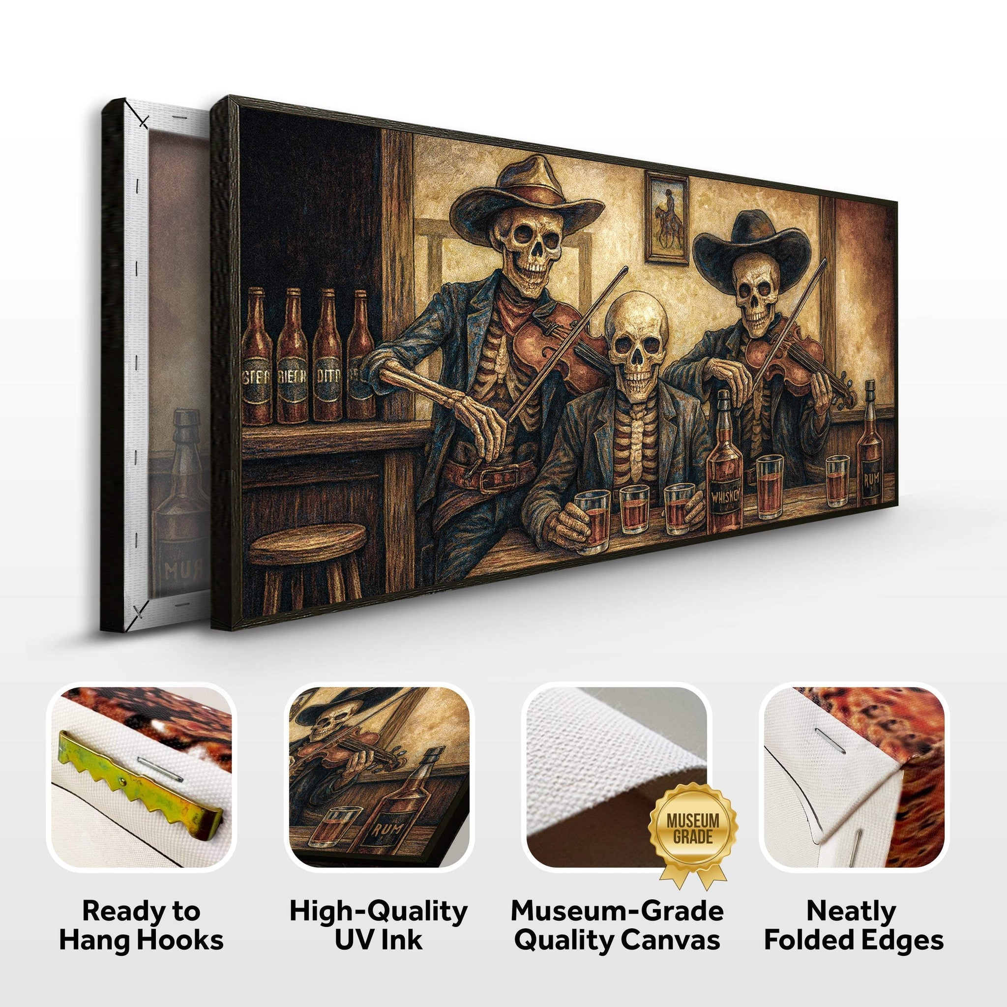 Cowboy Skeletons Western Bar Wall Art - Tailored Canvases - Flyclothing LLC