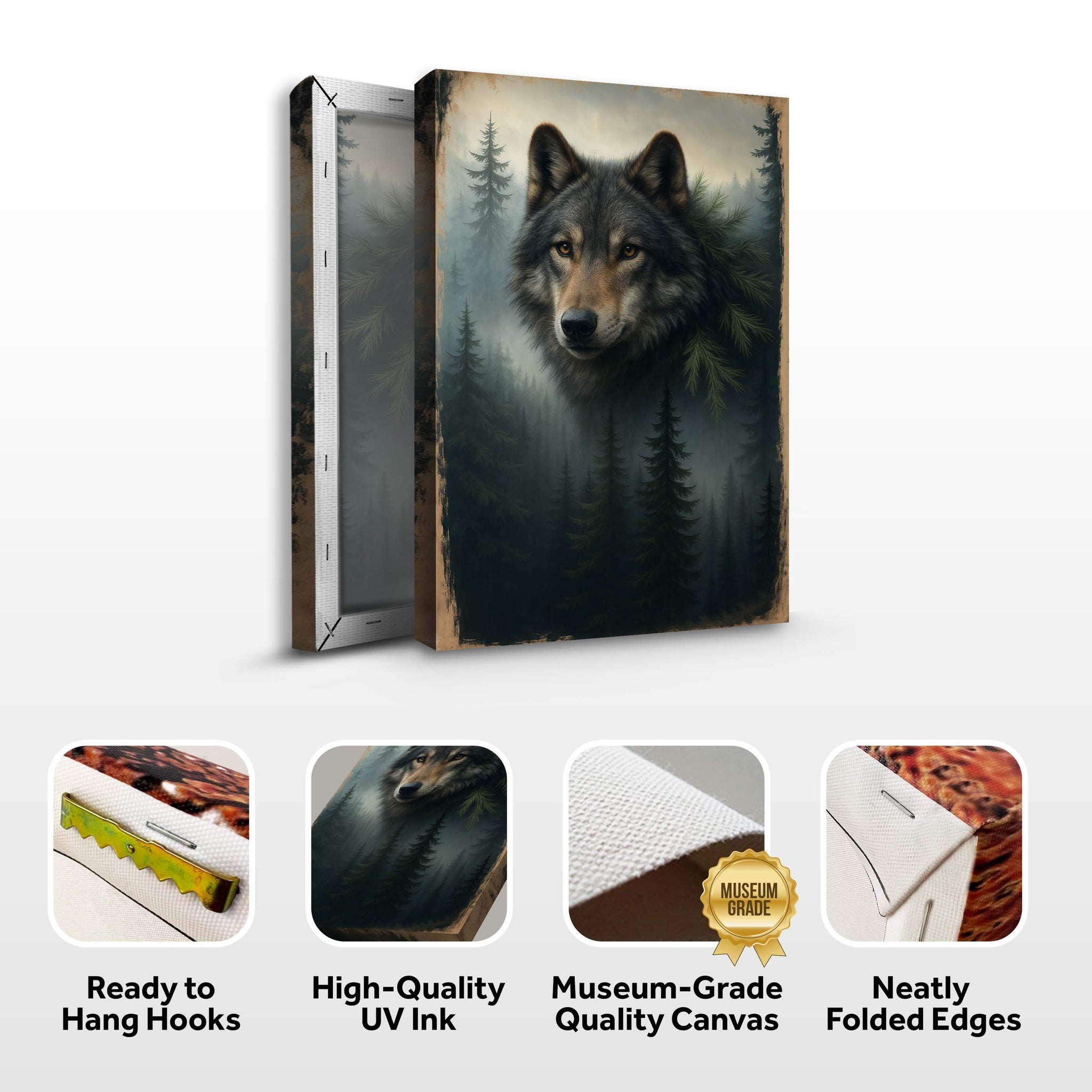 Wolf Double Exposure Wall Art V - Tailored Canvases - Flyclothing LLC