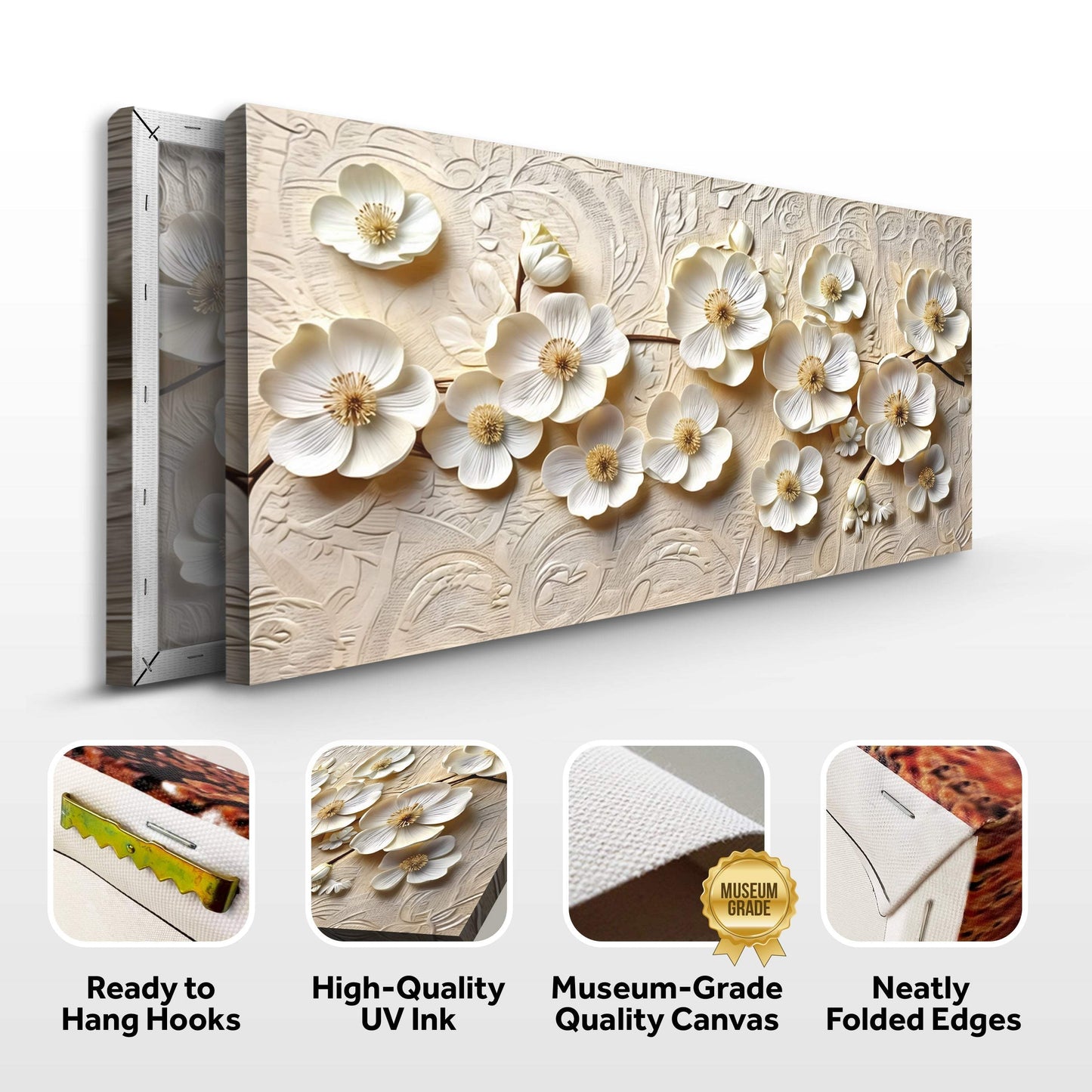 White Blossom Serenade Wall Art - Tailored Canvases - Flyclothing LLC