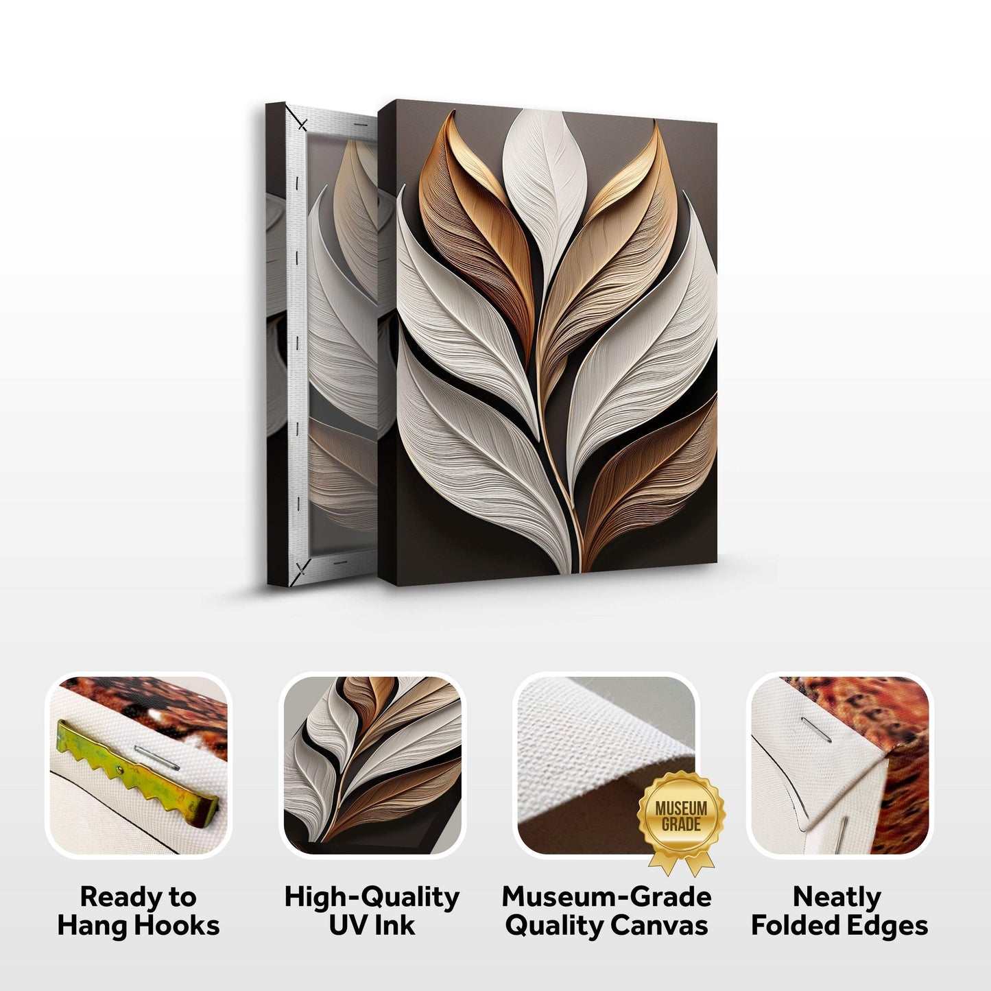 Elegant 3D Leaf Wall Art - Tailored Canvases - Flyclothing LLC