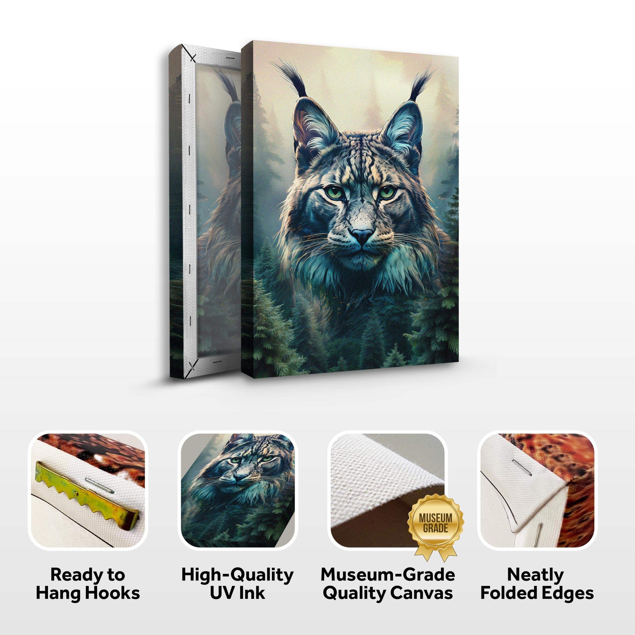 Lynx Double Exposure Wall Art - Tailored Canvases - Flyclothing LLC