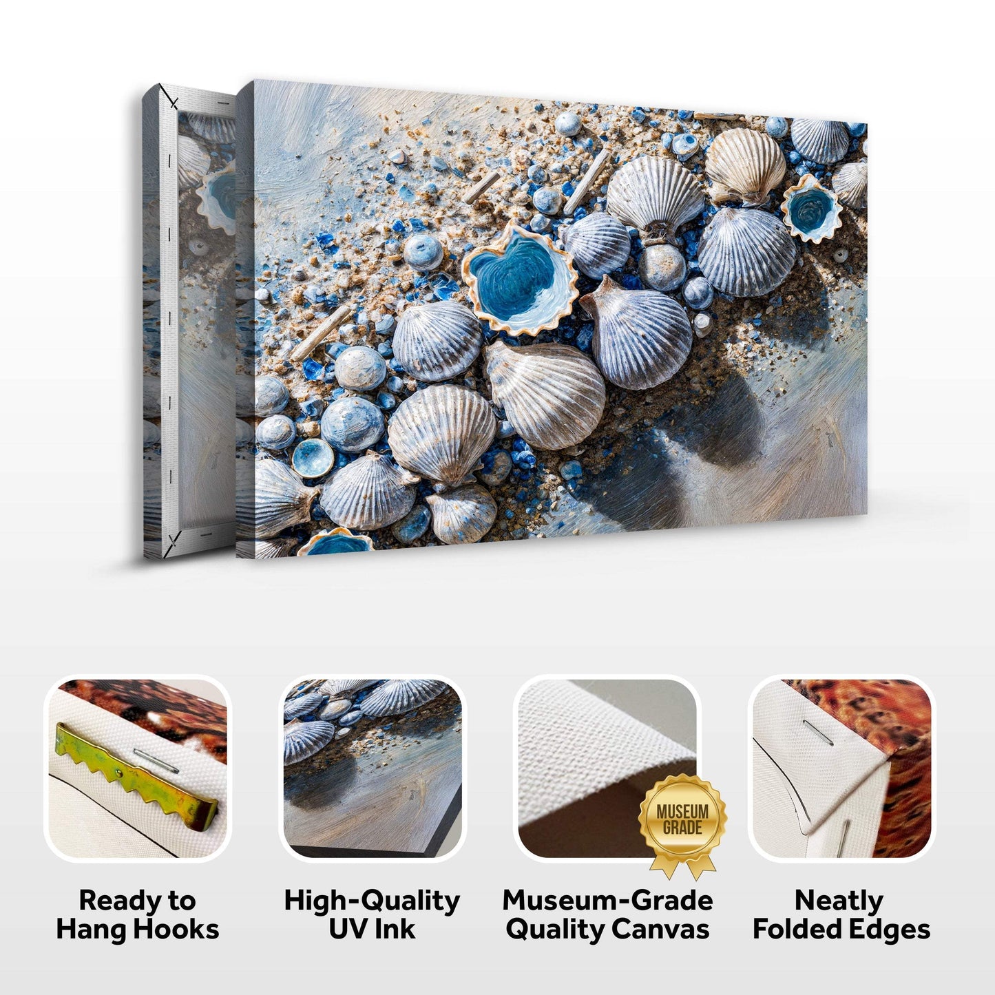 Sea Shells Modern Coastal Wall Art II - Tailored Canvases - Flyclothing LLC