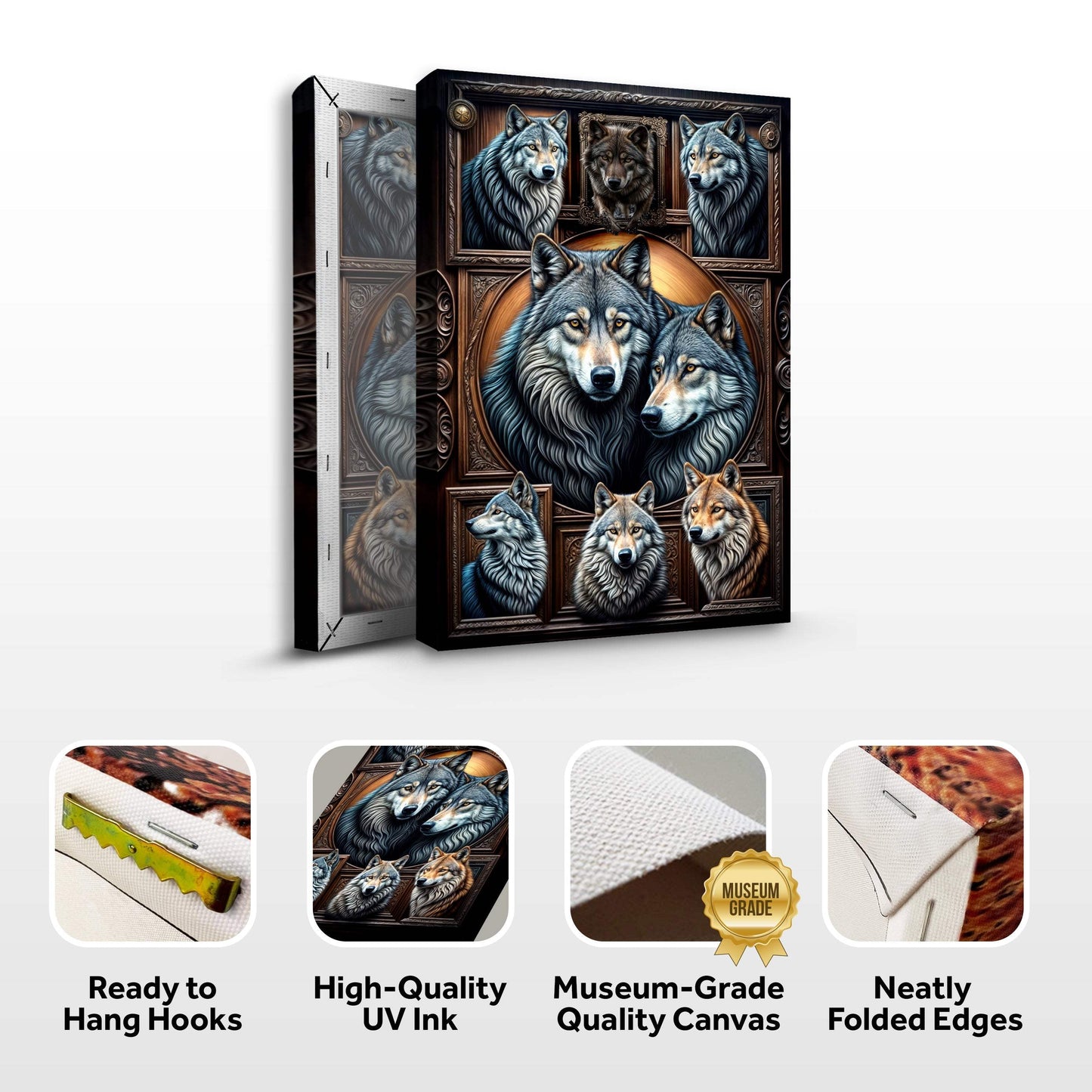 3D Wolf Collage Wall Art III - Tailored Canvases - Flyclothing LLC