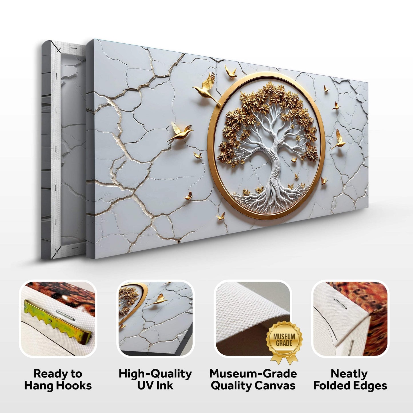 3D Celtic Tree of Life Wall Art - White - Tailored Canvases - Flyclothing LLC