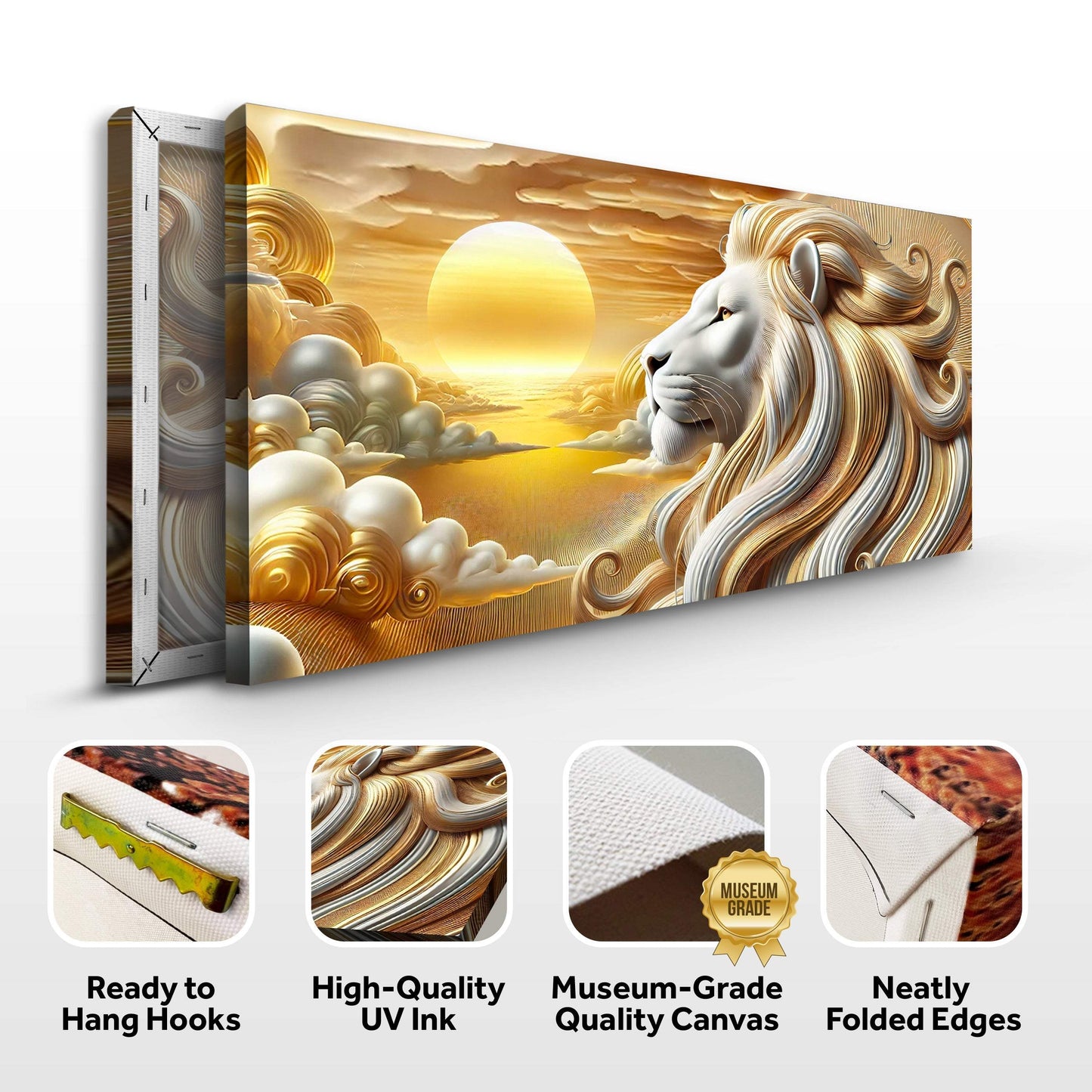 3D Majestic Lion Wall Art V - Tailored Canvases - Flyclothing LLC