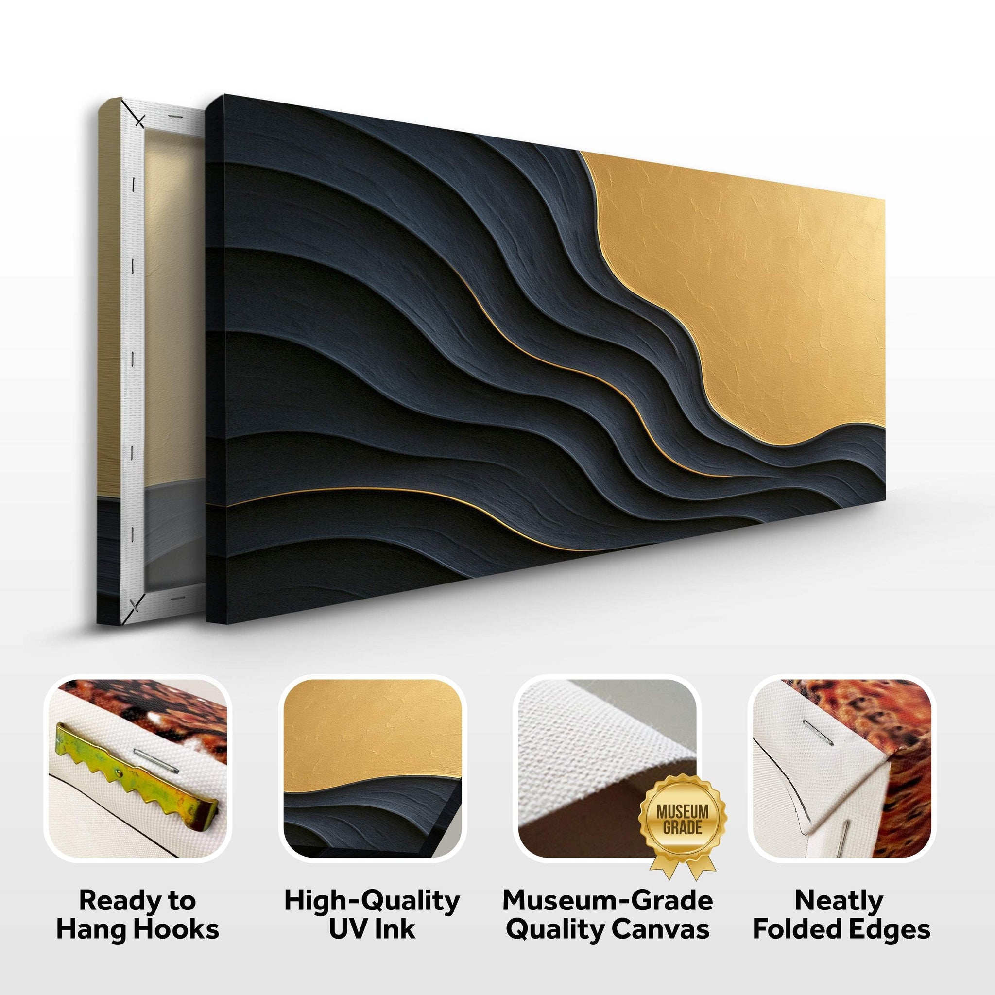 Black And Gold Minimalist Abstract XII - Tailored Canvases - Flyclothing LLC