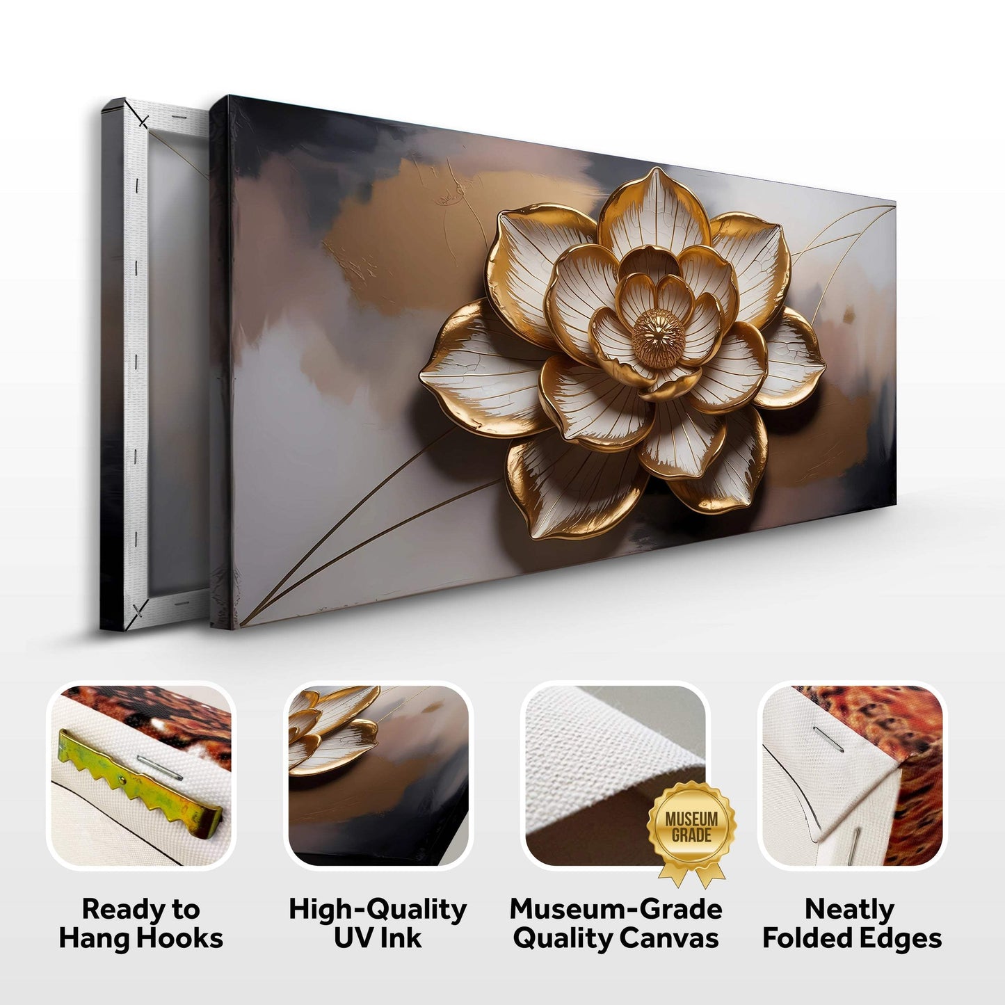 Golden Lotus Minimalist Abstract Wall Art - Tailored Canvases - Flyclothing LLC