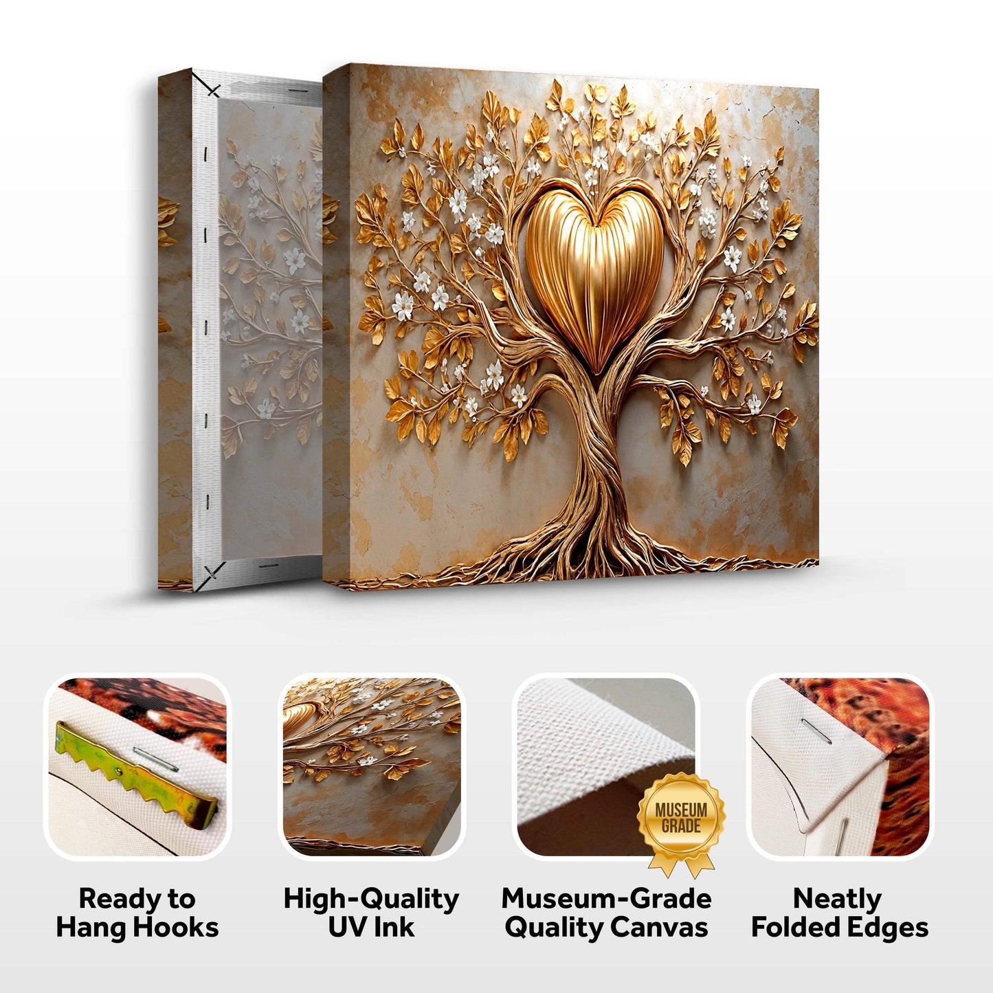 Golden Tree Heart Wall Art - Tailored Canvases - Flyclothing LLC