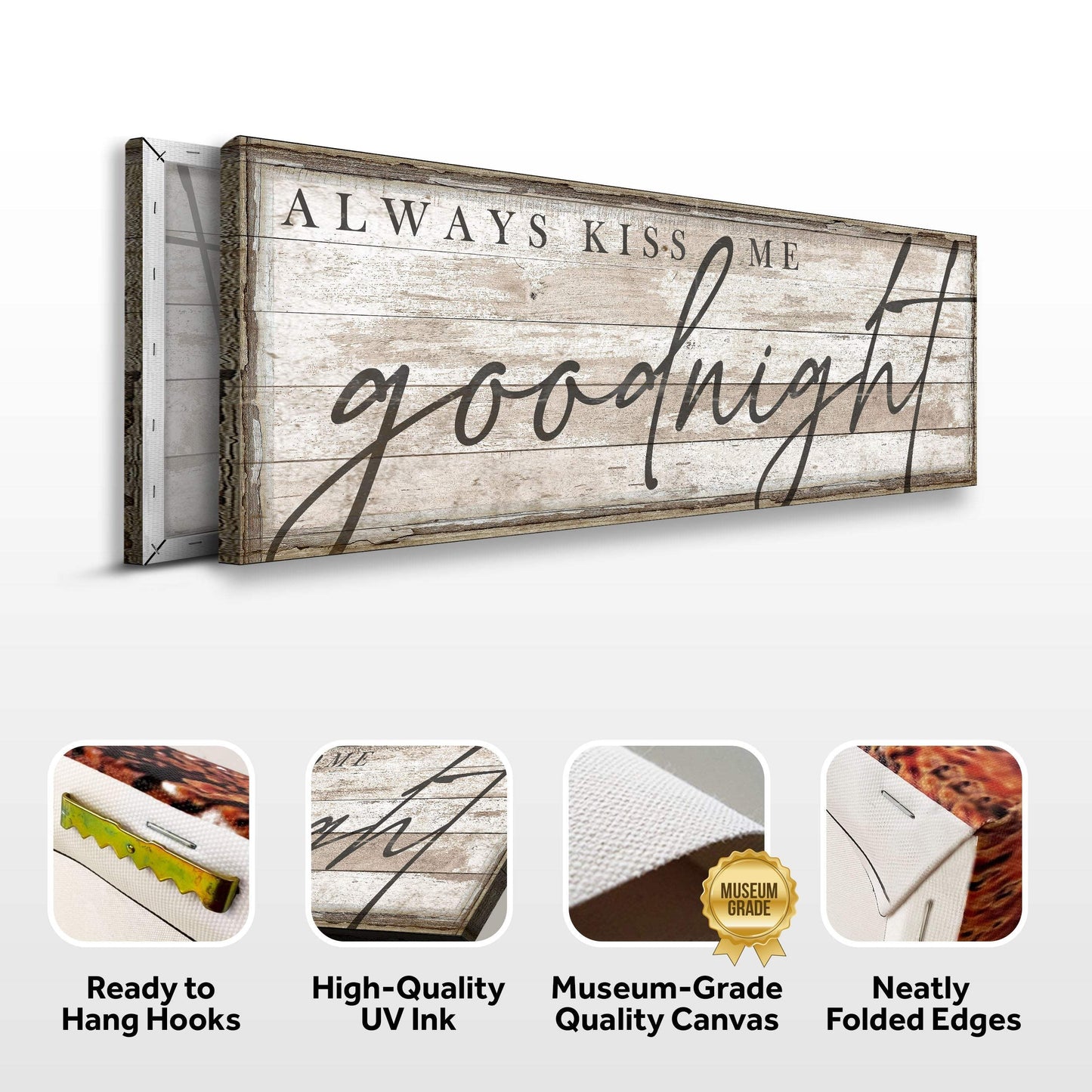 Always Kiss Me Goodnight Bedroom Sign II - Tailored Canvases - Flyclothing LLC