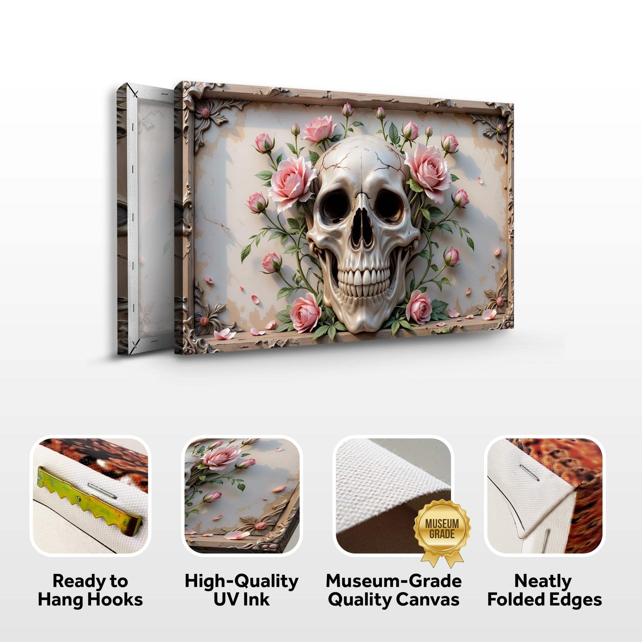 3D Rose And Skull Wall Art V - Tailored Canvases - Flyclothing LLC