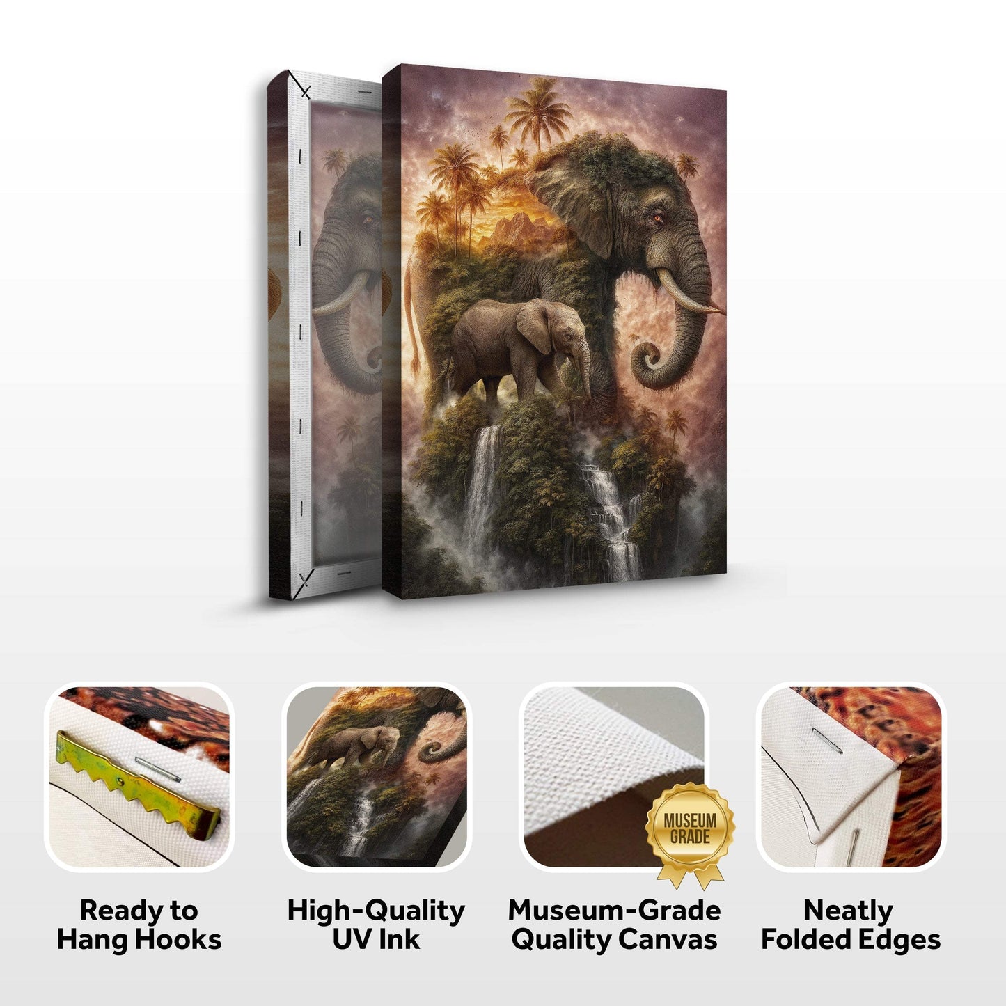 Elephant Jungle Majesty Wall Art - Tailored Canvases - Flyclothing LLC